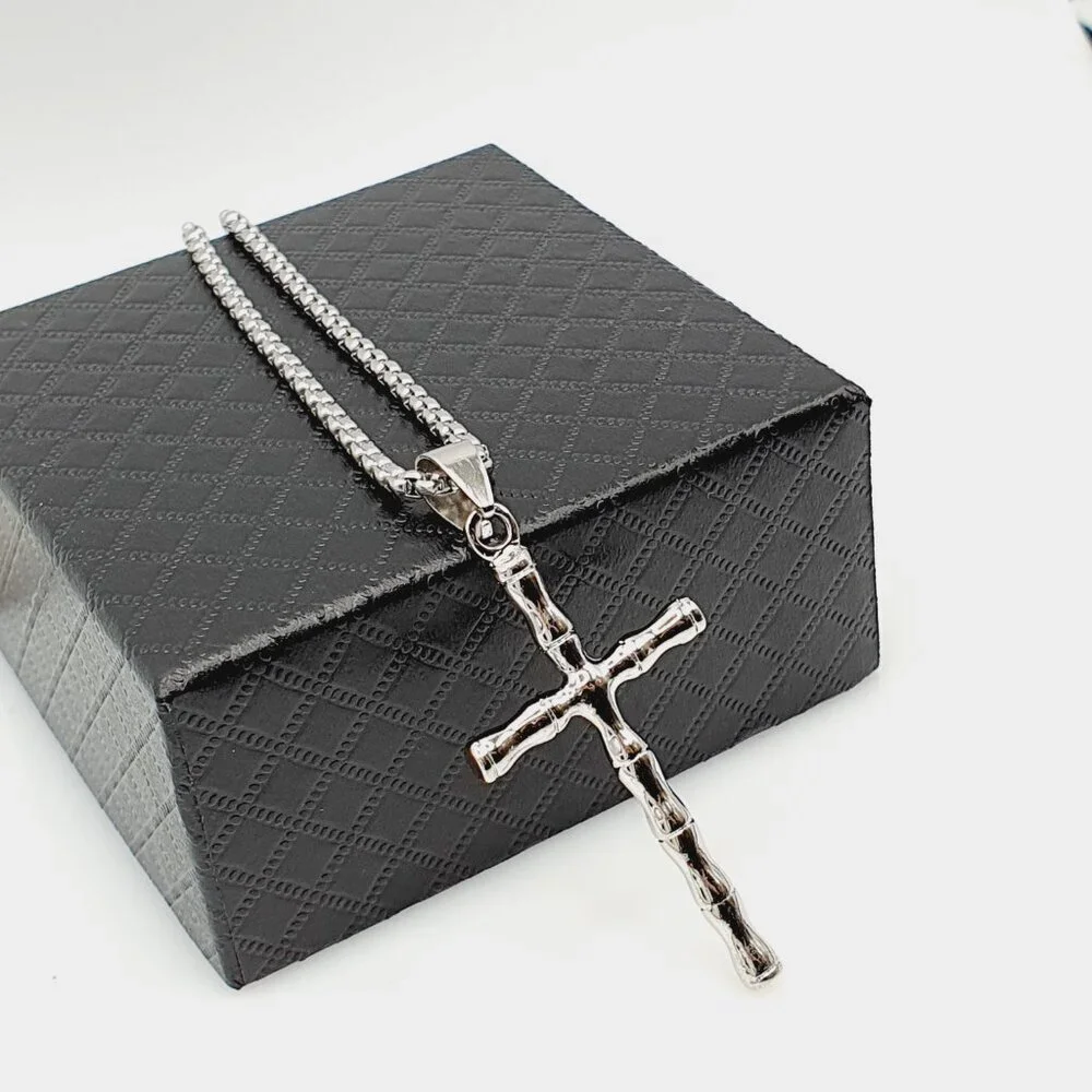 ❤️Fashionable Bamboo Cross Christian Pendant Necklace for women/men,N90201P196
